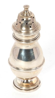 Lot 49 - A George V silver caster of plain baluster...