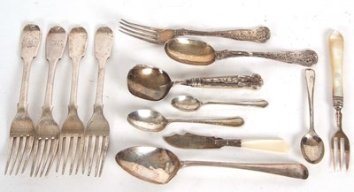 Lot 54 - Mixed Lot: Four Victorian fiddle pattern...