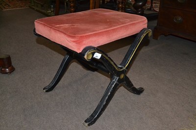 Lot 451 - A Regency style stool with ebonised X formed...
