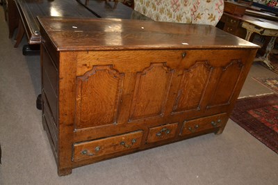 Lot 490 - An 18th Century oak mule chest with four panel...