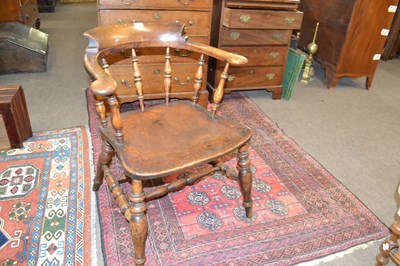 Lot 560 - Victorian elm seated smokers bow chair