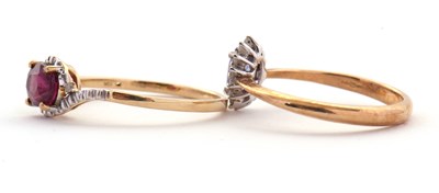 Lot 95 - Two 9ct diamond and gemset rings: to include a...