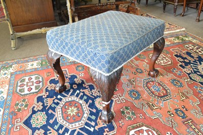 Lot 568 - A Georgian revival footstool with upholstered...
