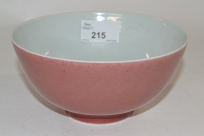 Lot 215 - A Chinese porcelain bowl with monochrome pink...
