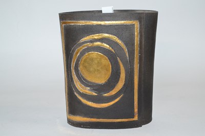 Lot 247 - An unusual Studio Pottery vase of flattened...