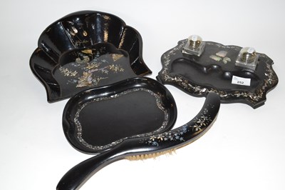 Lot 252 - Group of lacquer wares with mother of pearl...