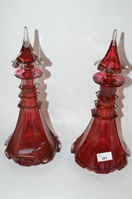 Lot 261 - A pair of 19th Century ruby three ring neck...