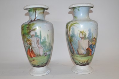 Lot 262 - Pair of continental porcelain vases painted...