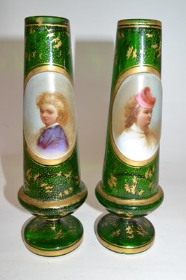 Lot 264 - Pair of continental glass vases, late 19th...