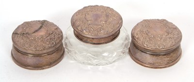 Lot 177 - Pair of silver ring boxes of circular form,...