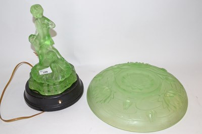 Lot 298 - A 1930's Art Deco green glass centre piece,...