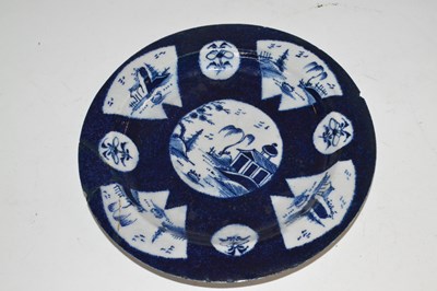 Lot 347 - A Bow porcelain plate circa 1760, the blue...