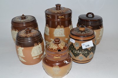 Lot 376 - Group of Lambeth Doulton tobacco jars, buff...