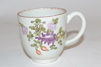 Lot 345 - Lowestoft porcelain coffee cup with polychrome...