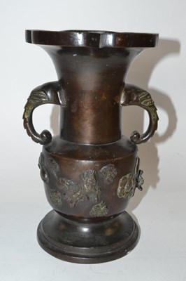 Lot 250 - Oriental bronze vase with elephant mask...
