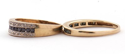 Lot 92 - Two 9ct diamond rings: to include a 9ct black...