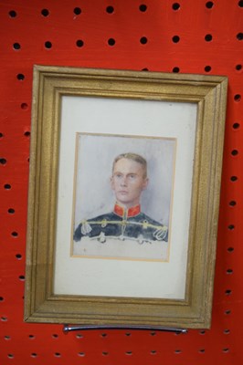 Lot 320 - Framed pair of watercolour portrait miniatures...