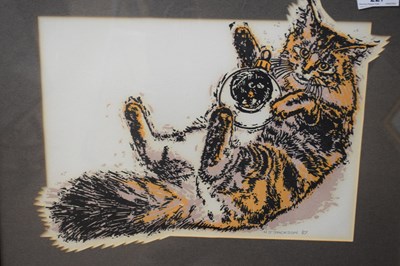 Lot 227 - AR H John Jackson, (b. 1938), 'Cat with bauble'...