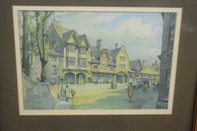 Lot 234 - Wilfrid R Wood, Street scene with figures, pen,...