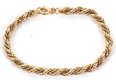 Lot 277 - An 18ct bi-colour rope twist bracelet, with...