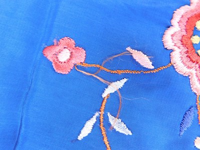 Lot 7 - A late 19th/early 20th century blue silk...