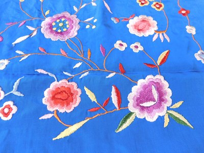 Lot 7 - A late 19th/early 20th century blue silk...
