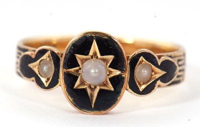Lot 54 - A 19th century mourning ring, the central oval...