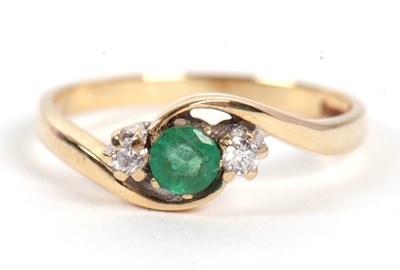 Lot 80 - A 9ct emerald and diamond ring, the round...