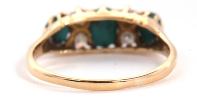 Lot 67 - A turquoise and diamond ring, set with three...