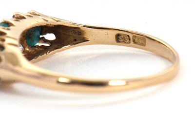 Lot 67 - A turquoise and diamond ring, set with three...