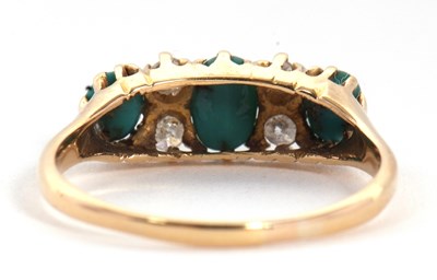 Lot 67 - A turquoise and diamond ring, set with three...