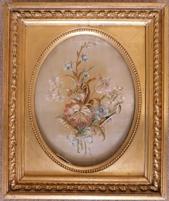 Lot 192 - A very near pair of silkwork pictures, both of...