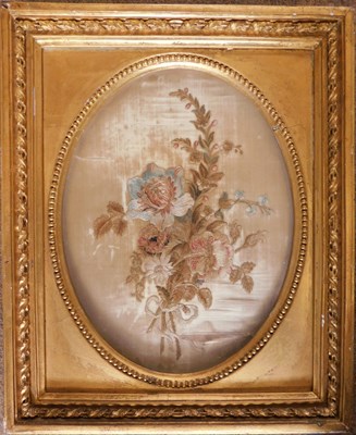 Lot 192 - A very near pair of silkwork pictures, both of...