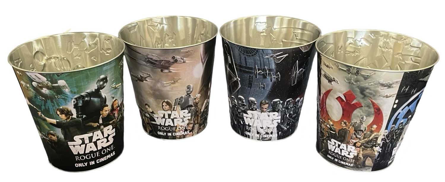 Lot 95 - Four Star Wars: Rogue One tin popcorn buckets
