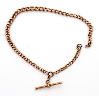 Lot 265 - A 9ct gold watch chain, the graduated curblink...