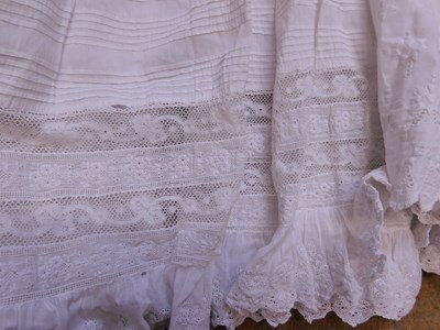 Lot 157 - Two christening gowns, four linen pillowcases...