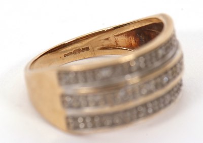Lot 43 - A 9ct diamond ring, the upper half set with...