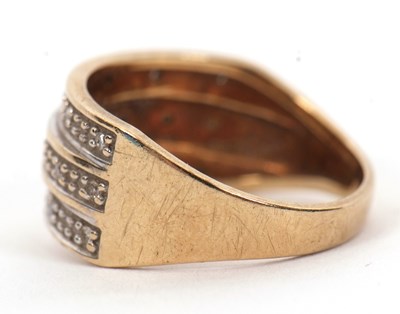 Lot 43 - A 9ct diamond ring, the upper half set with...