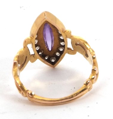 Lot 23 - An amethyst and diamond ring, the marquise...