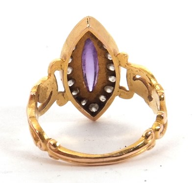 Lot 23 - An amethyst and diamond ring, the marquise...