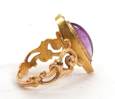 Lot 23 - An amethyst and diamond ring, the marquise...