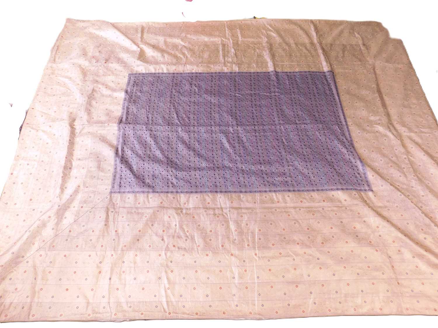 Lot 209 - An Indian cotton and silk bedspread, with...