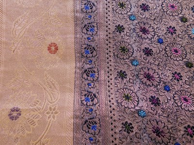 Lot 209 - An Indian cotton and silk bedspread, with...