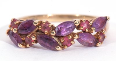 Lot 5 - Modern 9ct gold, amethyst ring, a design...