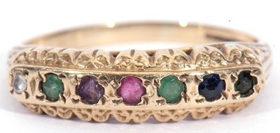 Lot 8 - 9ct gold 'Dearest' diamond and gemstone ring,...