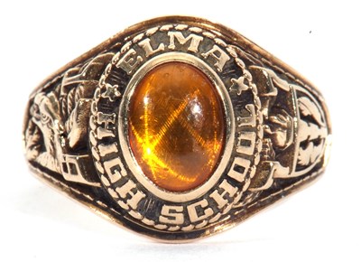 Lot 28 - 10K stamped High School graduation ring, 'Elma'...