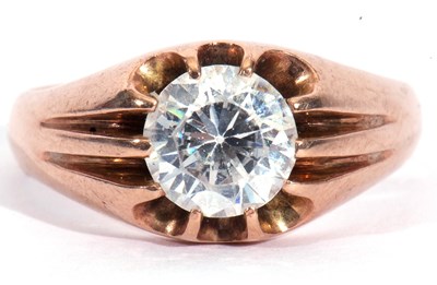 Lot 35 - Antique 9ct gold and white stone ring, Chester...