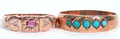 Lot 37 - Mixed Lot: antique five stone turquoise ring...