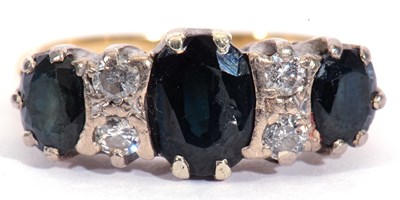 Lot 44 - 18ct gold sapphire and diamond ring featuring...