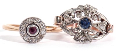 Lot 47 - Mixed Lot: ruby and diamond cluster ring, the...